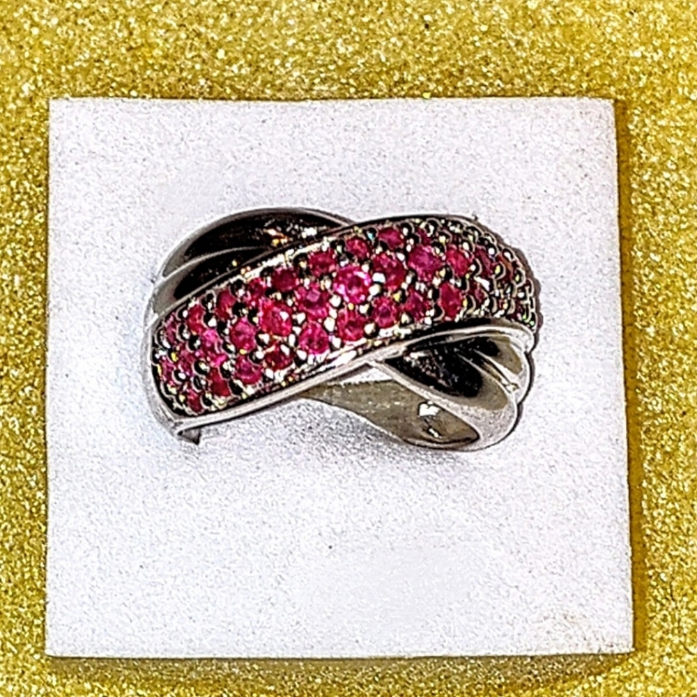 1ct Natural Ruby Sterling Silver Crossover Style … - image 3